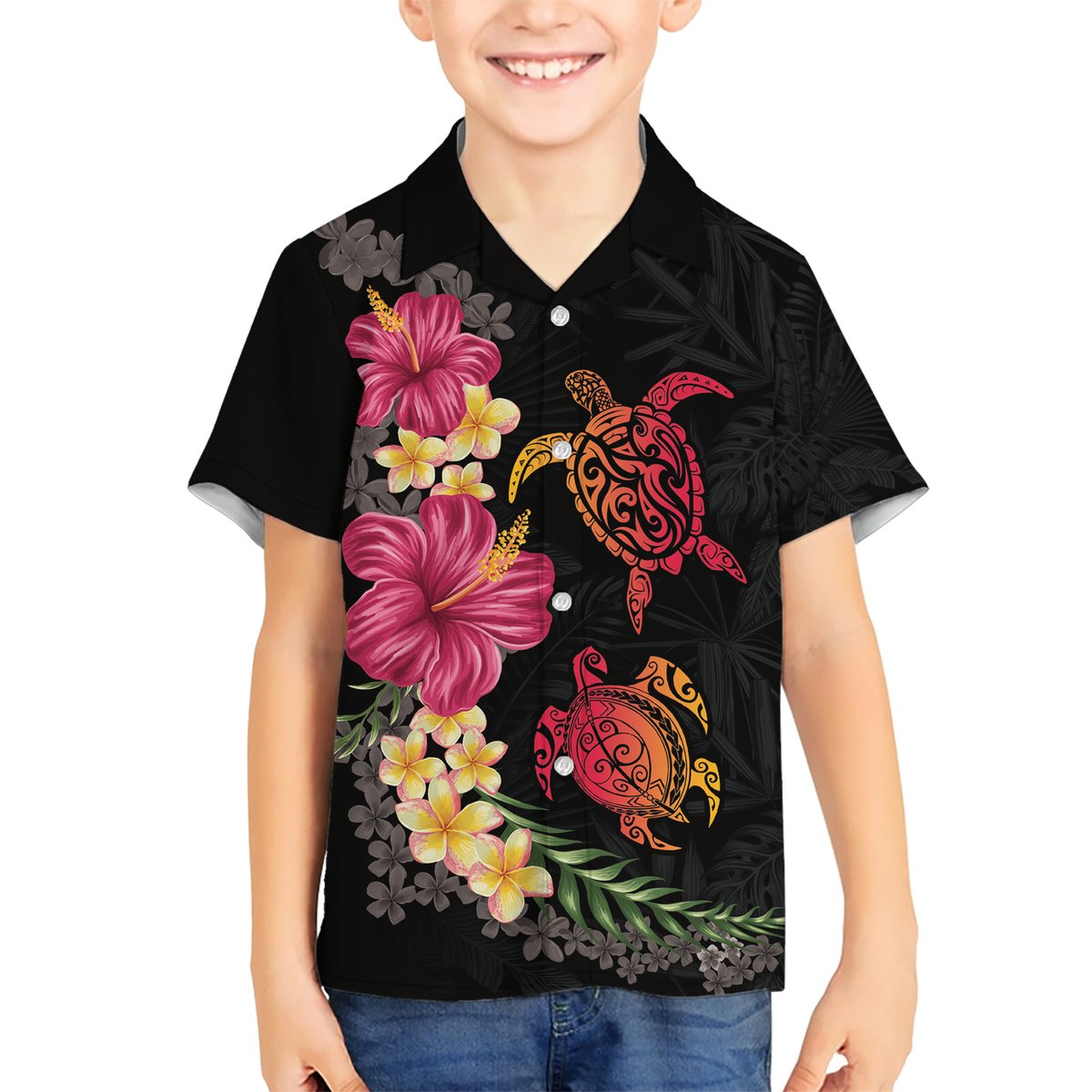 Hawaiian Flower and Tribal Turtle Hawaiian Shirt Colorful Style