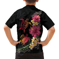 Hawaiian Flower and Tribal Turtle Kid Hawaiian Shirt Colorful Style