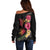 Hawaiian Flower and Tribal Turtle Off Shoulder Sweater Colorful Style