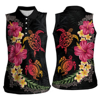 Hawaiian Flower and Tribal Turtle Women Sleeveless Polo Shirt Colorful Style LT03 - Polynesian Pride