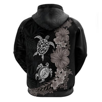 Hawaiian Flower and Tribal Turtle Hoodie Grayscale Mode LT03 - Polynesian Pride