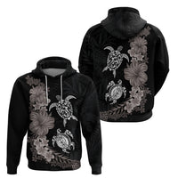 Hawaiian Flower and Tribal Turtle Hoodie Grayscale Mode LT03 - Polynesian Pride