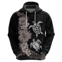 Hawaiian Flower and Tribal Turtle Hoodie Grayscale Mode LT03 - Polynesian Pride