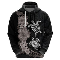 Hawaiian Flower and Tribal Turtle Hoodie Grayscale Mode LT03 - Polynesian Pride