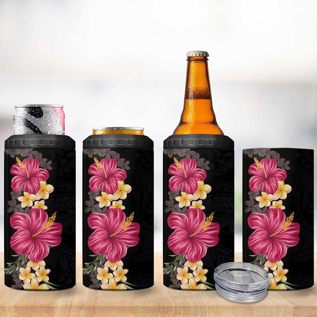 Hawaiian Plumeria and Hibiscus 4 in 1 Can Cooler Tumbler Colorful Style LT03 - Polynesian Pride