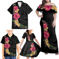 Hawaiian Plumeria and Hibiscus Family Matching Off Shoulder Maxi Dress and Hawaiian Shirt Colorful Style LT03 - Polynesian Pride