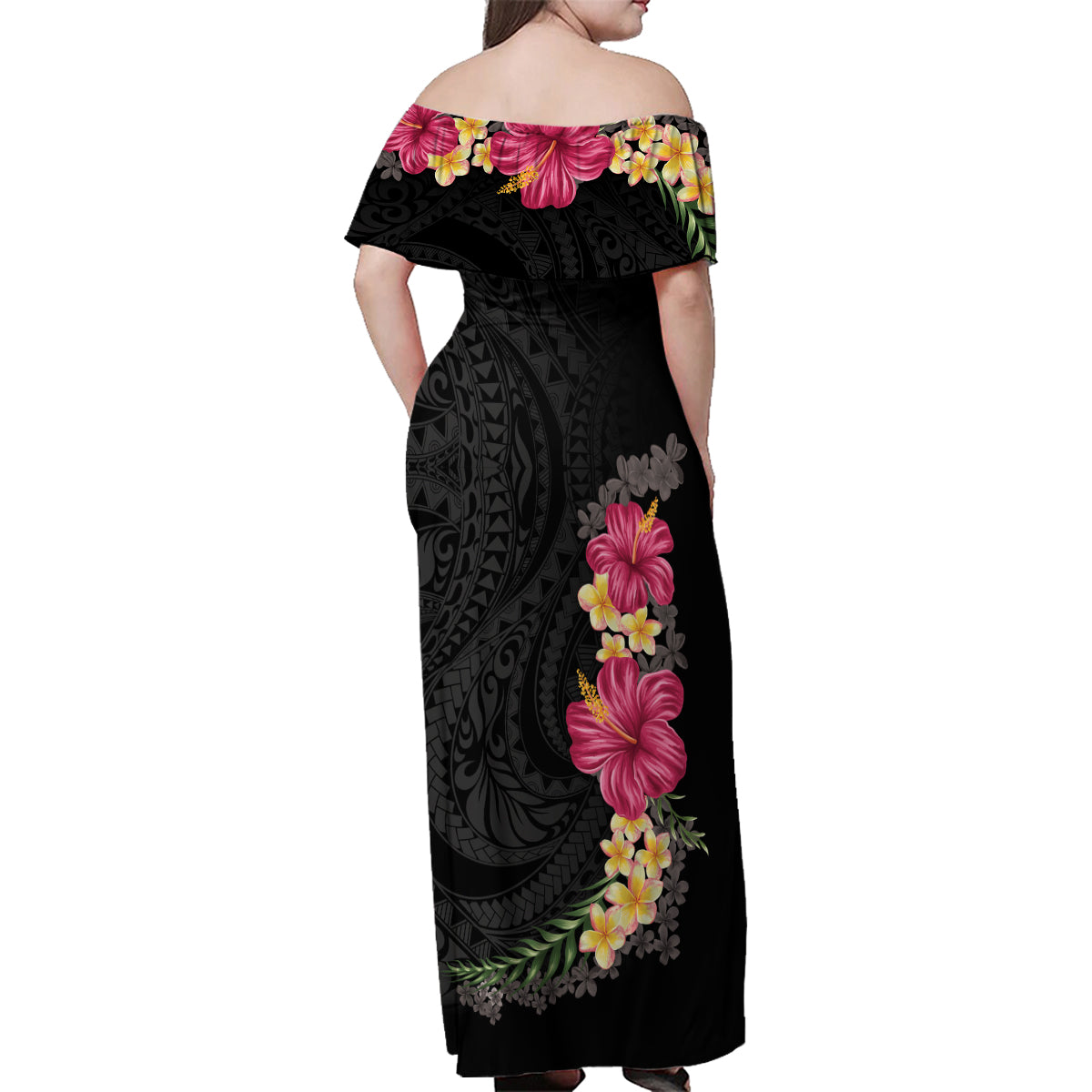 Hawaiian Plumeria and Hibiscus Family Matching Off Shoulder Maxi Dress and Hawaiian Shirt Colorful Style LT03 - Polynesian Pride