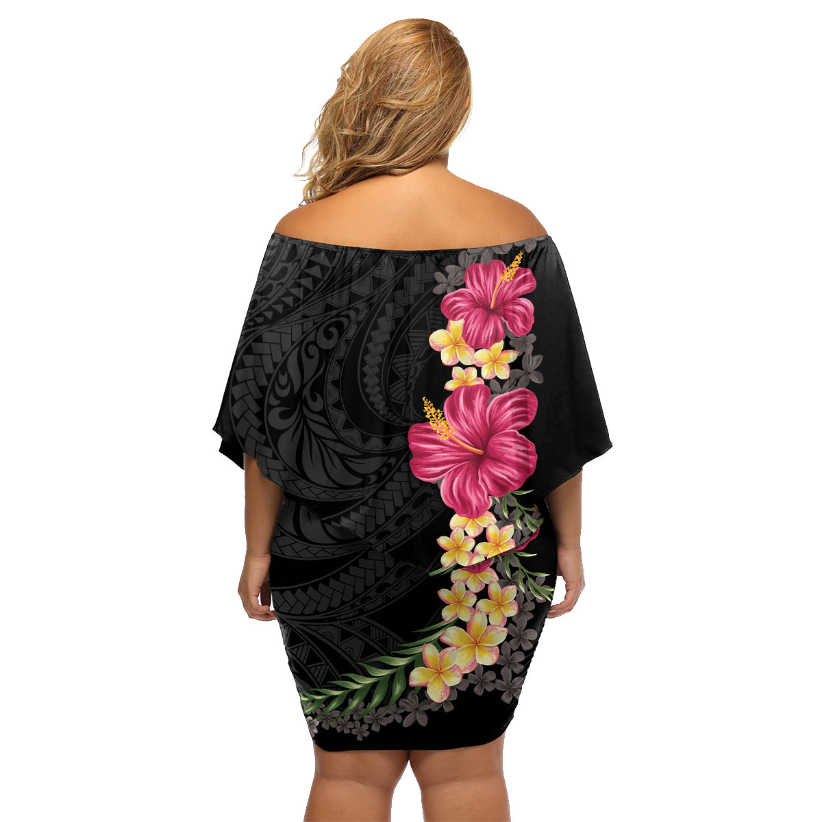 Hawaiian Plumeria and Hibiscus Family Matching Off Shoulder Short Dress and Hawaiian Shirt Colorful Style LT03 - Polynesian Pride