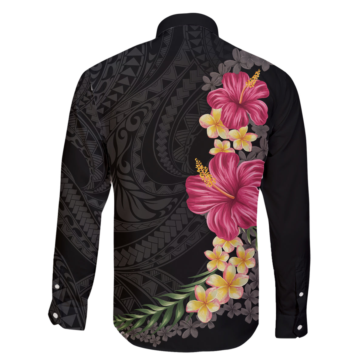 Hawaiian Plumeria and Hibiscus Family Matching Short Sleeve Bodycon Dress and Hawaiian Shirt Colorful Style LT03 - Polynesian Pride