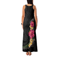 Hawaiian Plumeria and Hibiscus Family Matching Tank Maxi Dress and Hawaiian Shirt Colorful Style