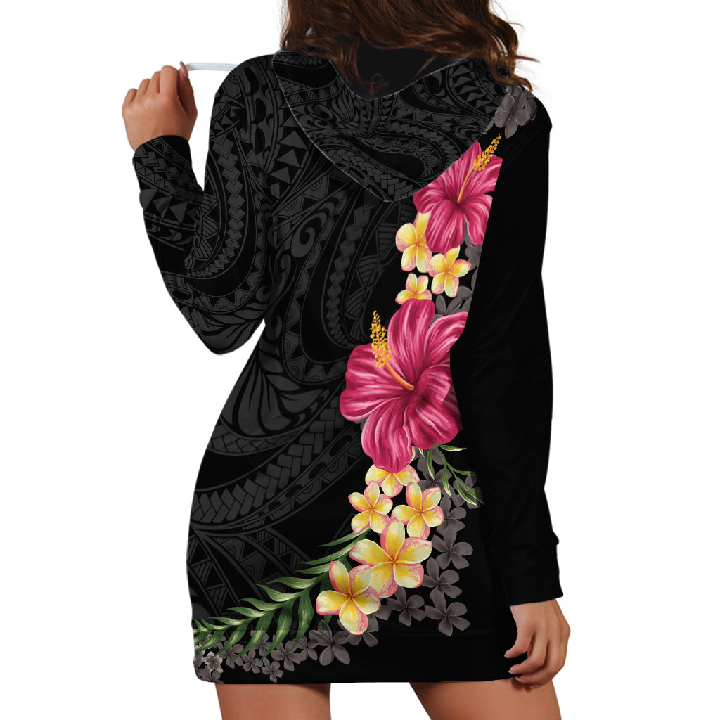 Hawaiian Plumeria and Hibiscus Hoodie Dress Colorful Style LT03 - Polynesian Pride