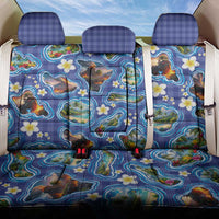 Hawaiian Island Shapes-Iconic Landscape Back Car Seat Cover with Plumeria and Palaka Blue Color LT03 One Size Blue - Polynesian Pride