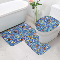 Hawaiian Island Shapes-Iconic Landscape Bathroom Set with Plumeria and Palaka Blue Color