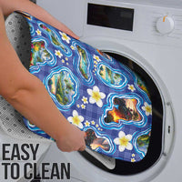 Hawaiian Island Shapes-Iconic Landscape Bathroom Set with Plumeria and Palaka Blue Color