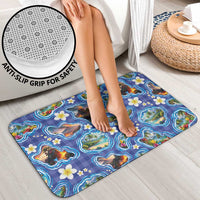 Hawaiian Island Shapes-Iconic Landscape Bathroom Set with Plumeria and Palaka Blue Color
