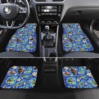 Hawaiian Island Shapes-Iconic Landscape Car Mats with Plumeria and Palaka Blue Color LT03 Set 4pcs Blue - Polynesian Pride