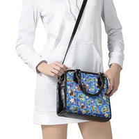 Hawaiian Island Shapes-Iconic Landscape Shoulder Handbag with Plumeria and Palaka Blue Color LT03 - Polynesian Pride