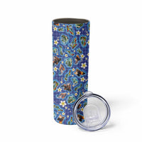 Hawaiian Island Shapes-Iconic Landscape Skinny Tumbler with Plumeria and Palaka Blue Color LT03 - Polynesian Pride