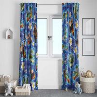 Hawaiian Island Shapes-Iconic Landscape Window Curtain with Plumeria and Palaka Blue Color LT03 - Polynesian Pride