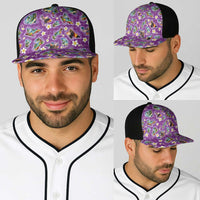 Hawaiian Island Shapes-Iconic Landscape Baseball Net Cap with Plumeria and Palaka Purple Color LT03 - Polynesian Pride