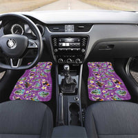 Hawaiian Island Shapes-Iconic Landscape Car Mats with Plumeria and Palaka Purple Color LT03 Set 2pcs - Front Purple - Polynesian Pride