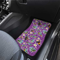 Hawaiian Island Shapes-Iconic Landscape Car Mats with Plumeria and Palaka Purple Color LT03 - Polynesian Pride