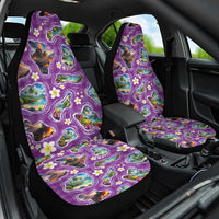 Hawaiian Island Shapes-Iconic Landscape Car Seat Cover with Plumeria and Palaka Purple Color LT03 One Size Purple - Polynesian Pride