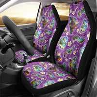 Hawaiian Island Shapes-Iconic Landscape Car Seat Cover with Plumeria and Palaka Purple Color LT03 - Polynesian Pride
