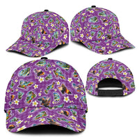 Hawaiian Island Shapes-Iconic Landscape Classic Cap with Plumeria and Palaka Purple Color LT03 - Polynesian Pride