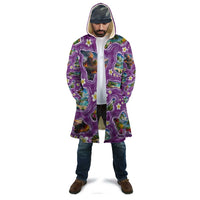 Hawaiian Island Shapes-Iconic Landscape Cloak with Plumeria and Palaka Purple Color LT03 - Polynesian Pride