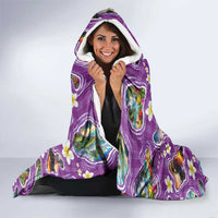 Hawaiian Island Shapes-Iconic Landscape Hooded Blanket with Plumeria and Palaka Purple Color LT03 - Polynesian Pride