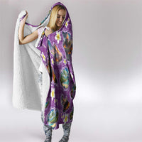 Hawaiian Island Shapes-Iconic Landscape Hooded Blanket with Plumeria and Palaka Purple Color LT03 - Polynesian Pride