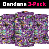 Hawaiian Island Shapes-Iconic Landscape Neck Gaiter with Plumeria and Palaka Purple Color LT03 package One Size: 25*50cm Purple - Polynesian Pride