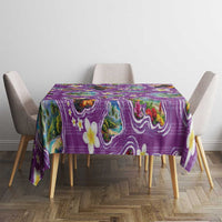 Hawaiian Island Shapes-Iconic Landscape Tablecloth with Plumeria and Palaka Purple Color LT03 - Polynesian Pride