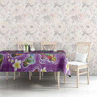 Hawaiian Island Shapes-Iconic Landscape Tablecloth with Plumeria and Palaka Purple Color LT03 - Polynesian Pride