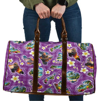 Hawaiian Island Shapes-Iconic Landscape Travel Bag with Plumeria and Palaka Purple Color LT03 Purple - Polynesian Pride