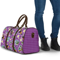 Hawaiian Island Shapes-Iconic Landscape Travel Bag with Plumeria and Palaka Purple Color LT03 - Polynesian Pride