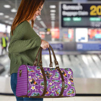 Hawaiian Island Shapes-Iconic Landscape Travel Bag with Plumeria and Palaka Purple Color LT03 - Polynesian Pride