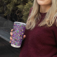 Hawaiian Island Shapes-Iconic Landscape Tumbler Cup with Plumeria and Palaka Purple Color LT03 - Polynesian Pride