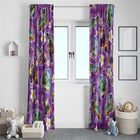 Hawaiian Island Shapes-Iconic Landscape Window Curtain with Plumeria and Palaka Purple Color LT03 - Polynesian Pride