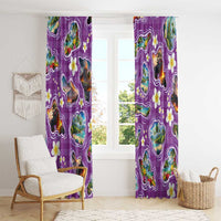 Hawaiian Island Shapes-Iconic Landscape Window Curtain with Plumeria and Palaka Purple Color LT03 - Polynesian Pride