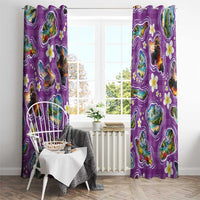 Hawaiian Island Shapes-Iconic Landscape Window Curtain with Plumeria and Palaka Purple Color LT03 - Polynesian Pride