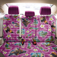 Hawaiian Island Shapes-Iconic Landscape Back Car Seat Cover with Plumeria and Palaka Pink Color LT03 - Polynesian Pride
