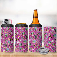 Hawaiian Island Shapes-Iconic Landscape 4 in 1 Can Cooler Tumbler with Plumeria and Palaka Pink Color LT03 - Polynesian Pride