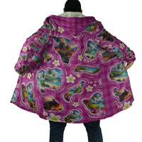 Hawaiian Island Shapes-Iconic Landscape Cloak with Plumeria and Palaka Pink Color LT03 - Polynesian Pride