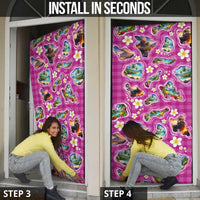 Hawaiian Island Shapes-Iconic Landscape Door Cover with Plumeria and Palaka Pink Color LT03 - Polynesian Pride