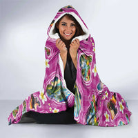 Hawaiian Island Shapes-Iconic Landscape Hooded Blanket with Plumeria and Palaka Pink Color LT03 - Polynesian Pride