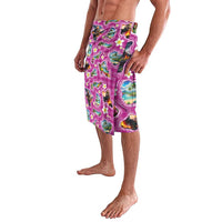 Hawaiian Island Shapes-Iconic Landscape Lavalava with Plumeria and Palaka Pink Color LT03 - Polynesian Pride