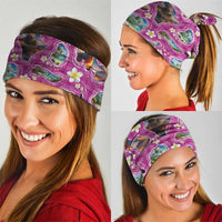 Hawaiian Island Shapes-Iconic Landscape Neck Gaiter with Plumeria and Palaka Pink Color LT03 - Polynesian Pride