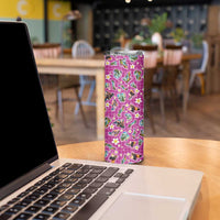 Hawaiian Island Shapes-Iconic Landscape Skinny Tumbler with Plumeria and Palaka Pink Color LT03 - Polynesian Pride